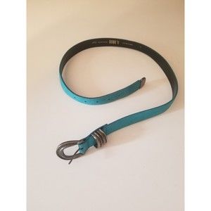 A.Broad vintage Leather western belt Jade teal Blue silver L